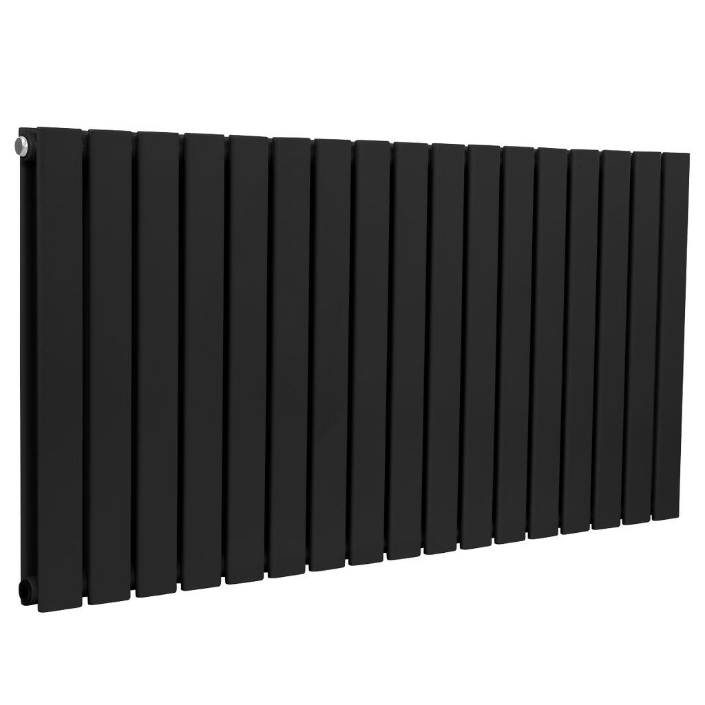 Baridi Horizontal Radiator Contemporary Double Flat Panel Design 600 x 1190mm – Black
