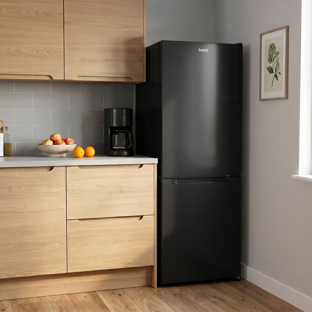 Baridi  60/40 Smart Frost Fridge Freezer, 227L Capacity, Black (DH327)