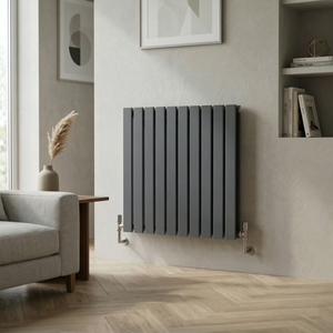 Baridi Horizontal Radiator Contemporary Double Flat Panel Design 600 x 700mm – Anthracite