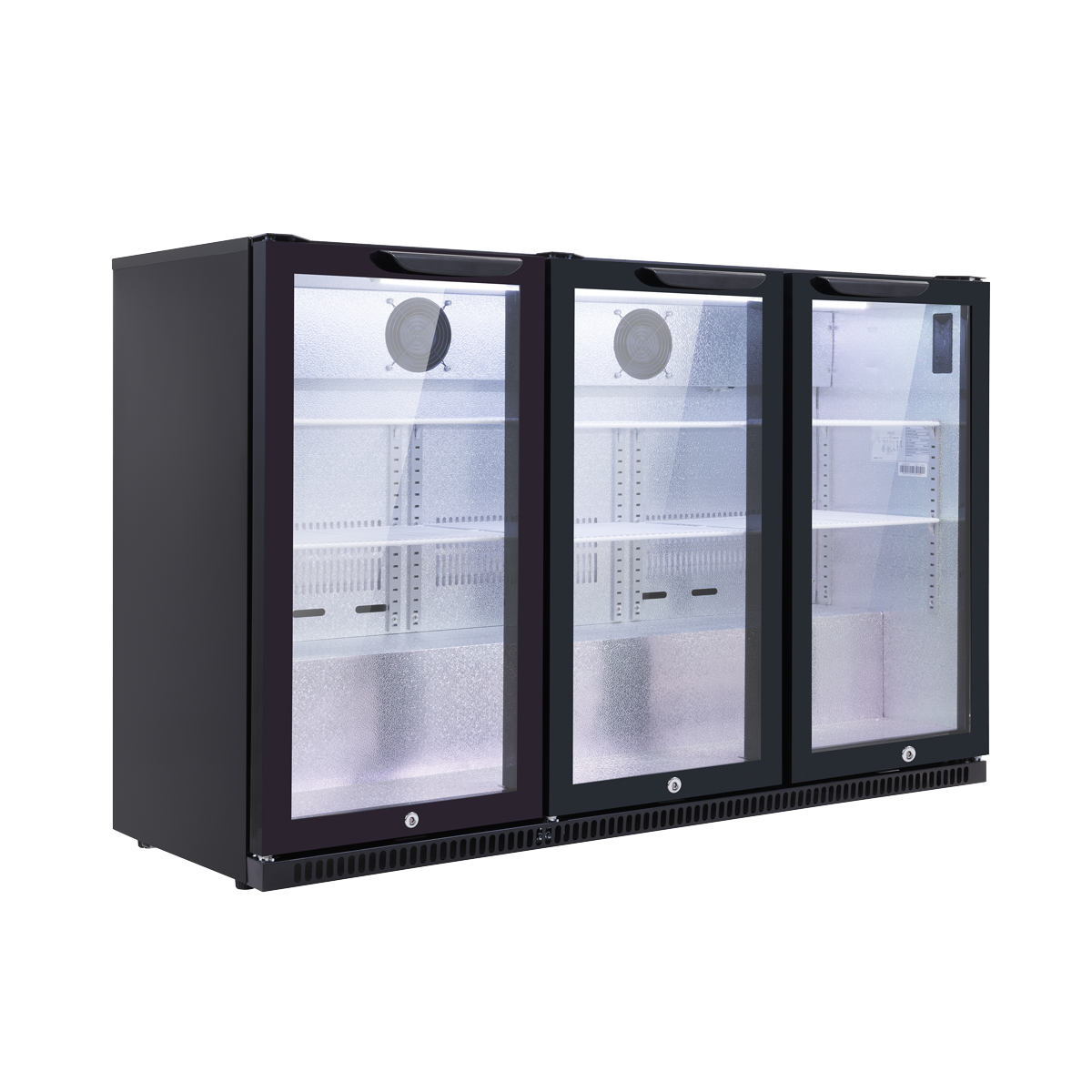 Baridi Back Bar Drinks Fridge/Cooler with Triple Hinged Door & Security Lock 307L - Black