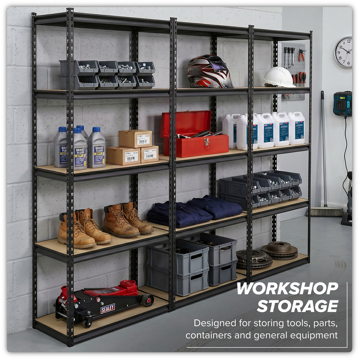 Racking Unit with 5 Shelves 340kg Capacity Per Level - Set of 3