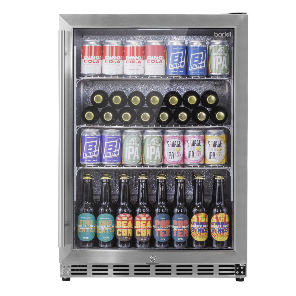 Baridi Outdoor Drinks Fridge with Triple Glazed Door & Lock 150L Stainless Steel (DH439)