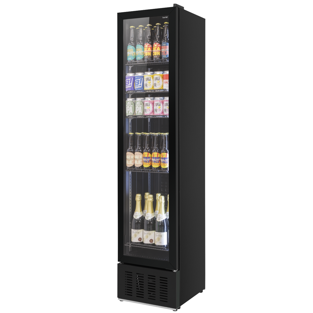 Baridi Tall Drinks Fridge with Digital Controls & Auto Defrost 160L Black (DH440)