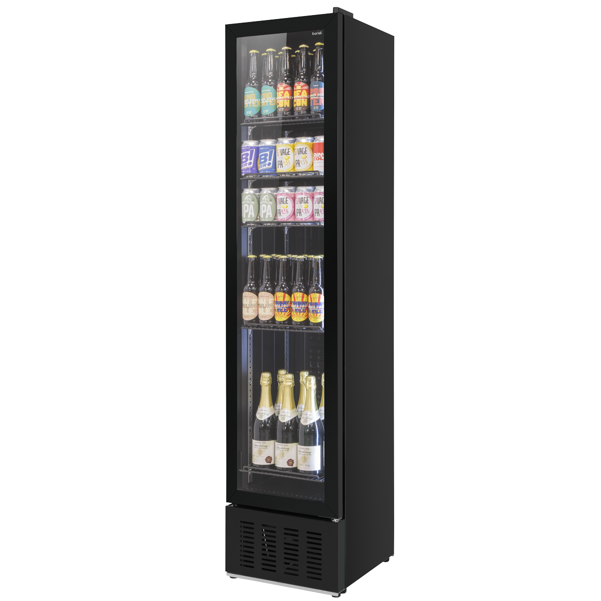 Baridi Tall Drinks Fridge with Digital Controls & Auto Defrost 160L Black (DH440)