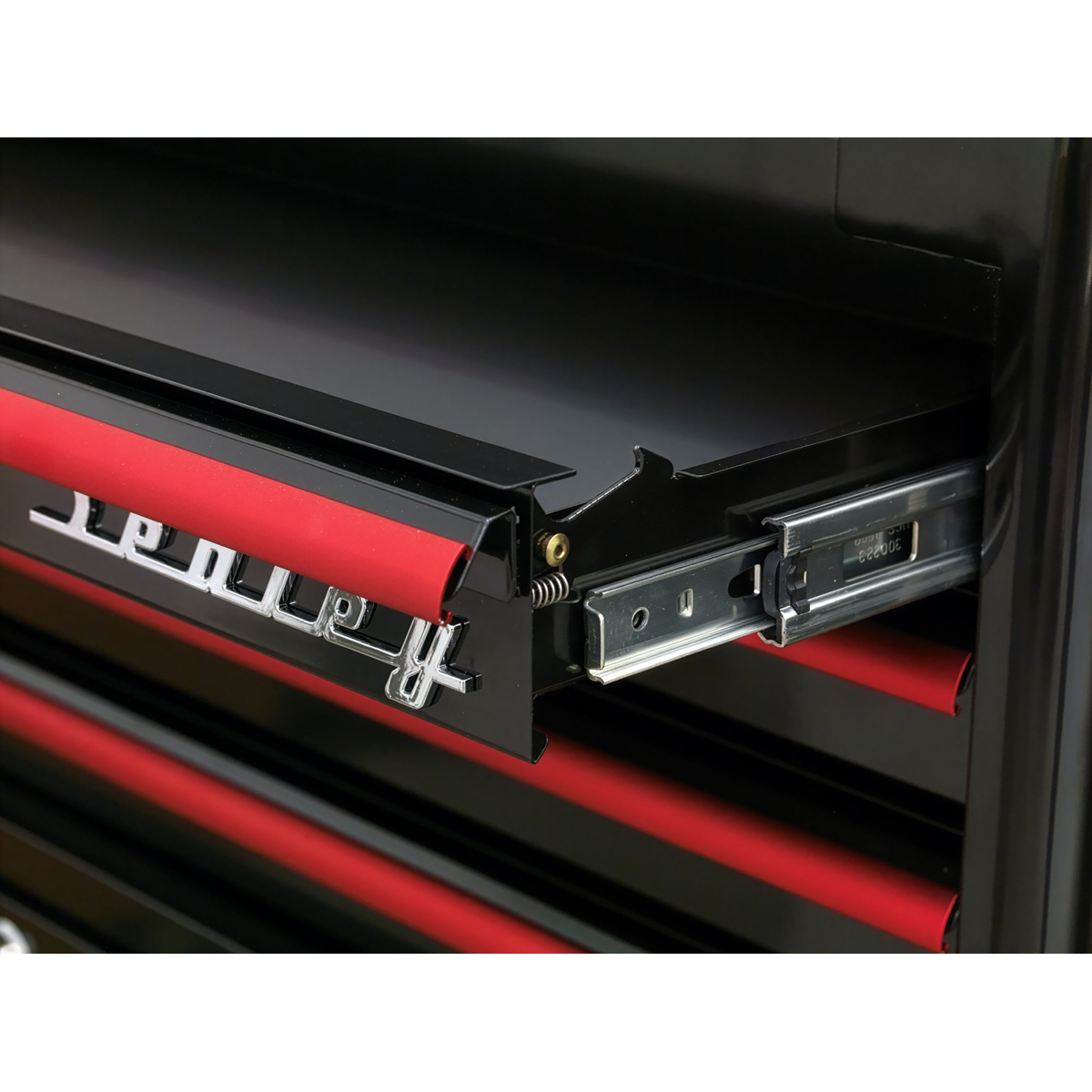 Premier™ Retro Style Mid-Box Tool Chest 2 Drawer - Black with Red Anodised Drawer Pulls