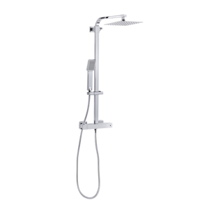 Thermostatic Shower Mixer Set, 20x20cm Square Head, Adjustable Rail - Chrome