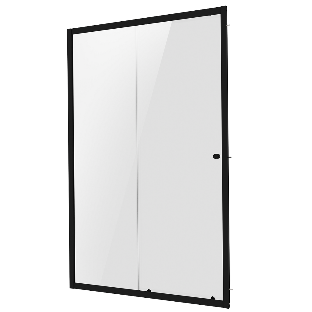 Sliding Shower Door 1000 x 1850mm, 6mm Tempered Glass, Reversible - Black