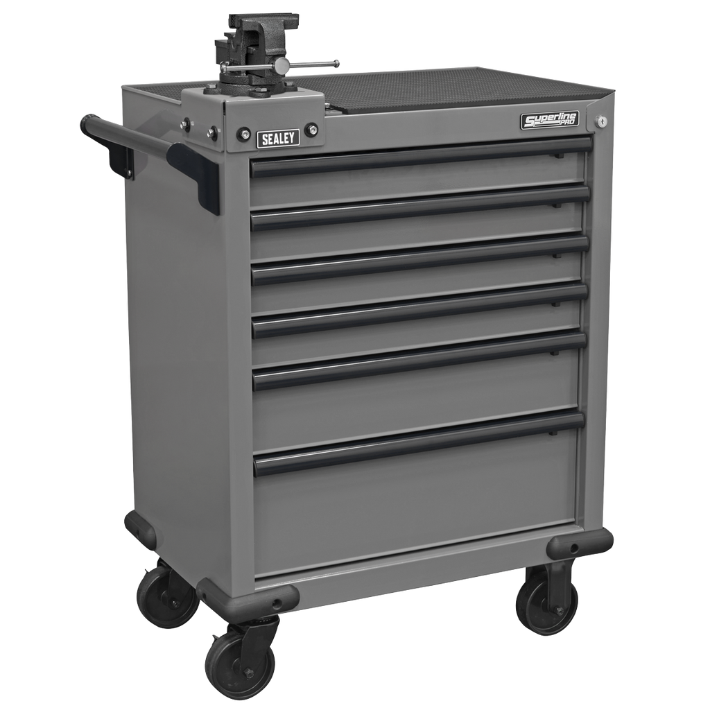 Superline PRO® Rollcab 6 Drawer with SG Swivel Base 100mm Vice