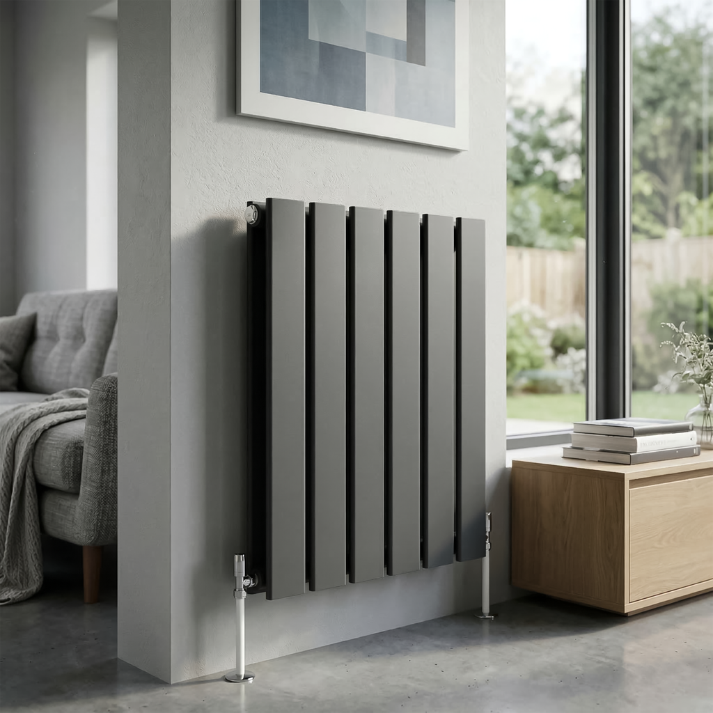 Baridi Horizontal Radiator Contemporary Double Flat Panel Design 420 x 600mm – Anthracite