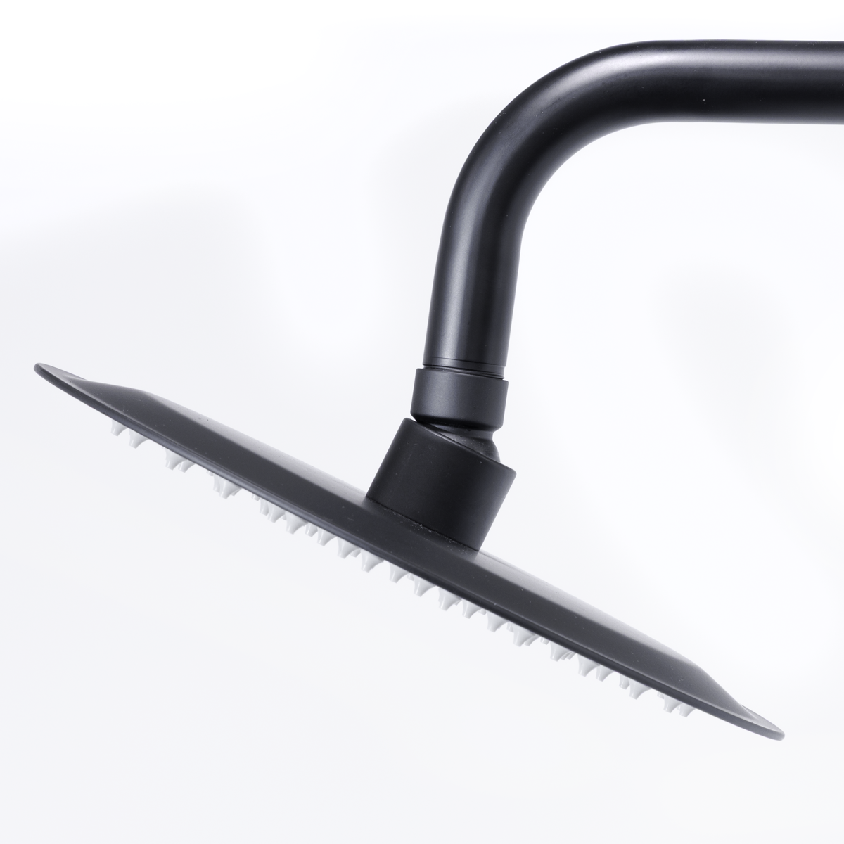 Thermostatic Shower Mixer Set, 20cm Round Head, Adjustable Rail - Black