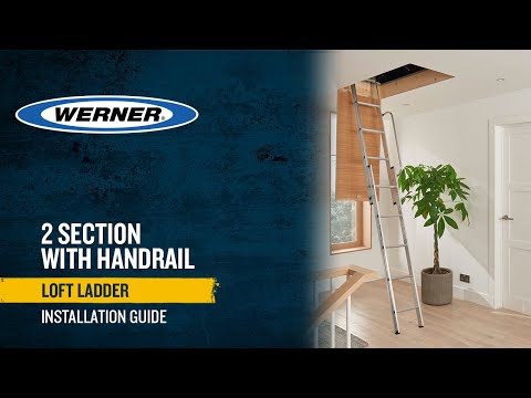 Werner 2-Section Aluminium Loft Ladder & Handrail 2.13m - 2.69m