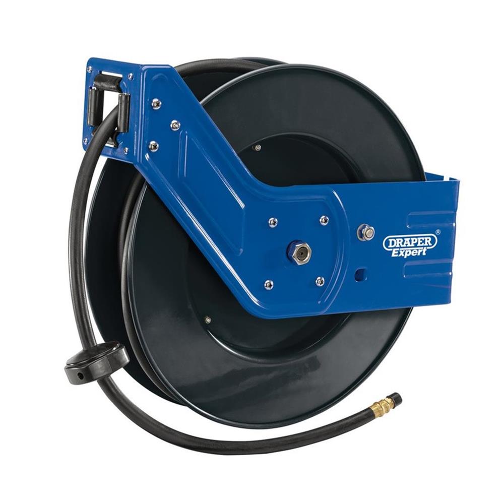 Draper 15050 Expert Retractable Air Tool Rubber Hose Metal Reel 15 Metre 3/8" BSP