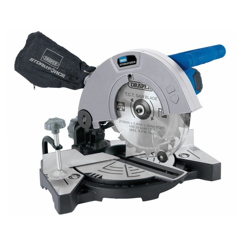Draper 21307 Stormforce Single Bevel Compound Woodworking Mitre Saw 210mm 1100W 230V