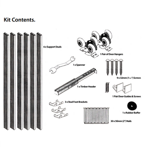 Barrier Sliding Pocket Door Gear Wall Cavity Complete Track Kit, 90kg