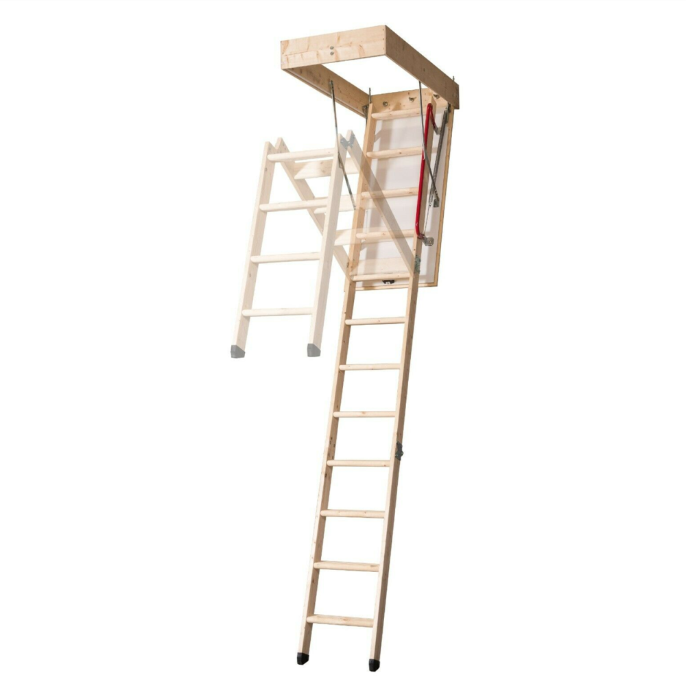 DJM Direct DJM26-5 3 Section Deluxe Eco Timber Folding Attic Loft Ladder with Insulated Hatch