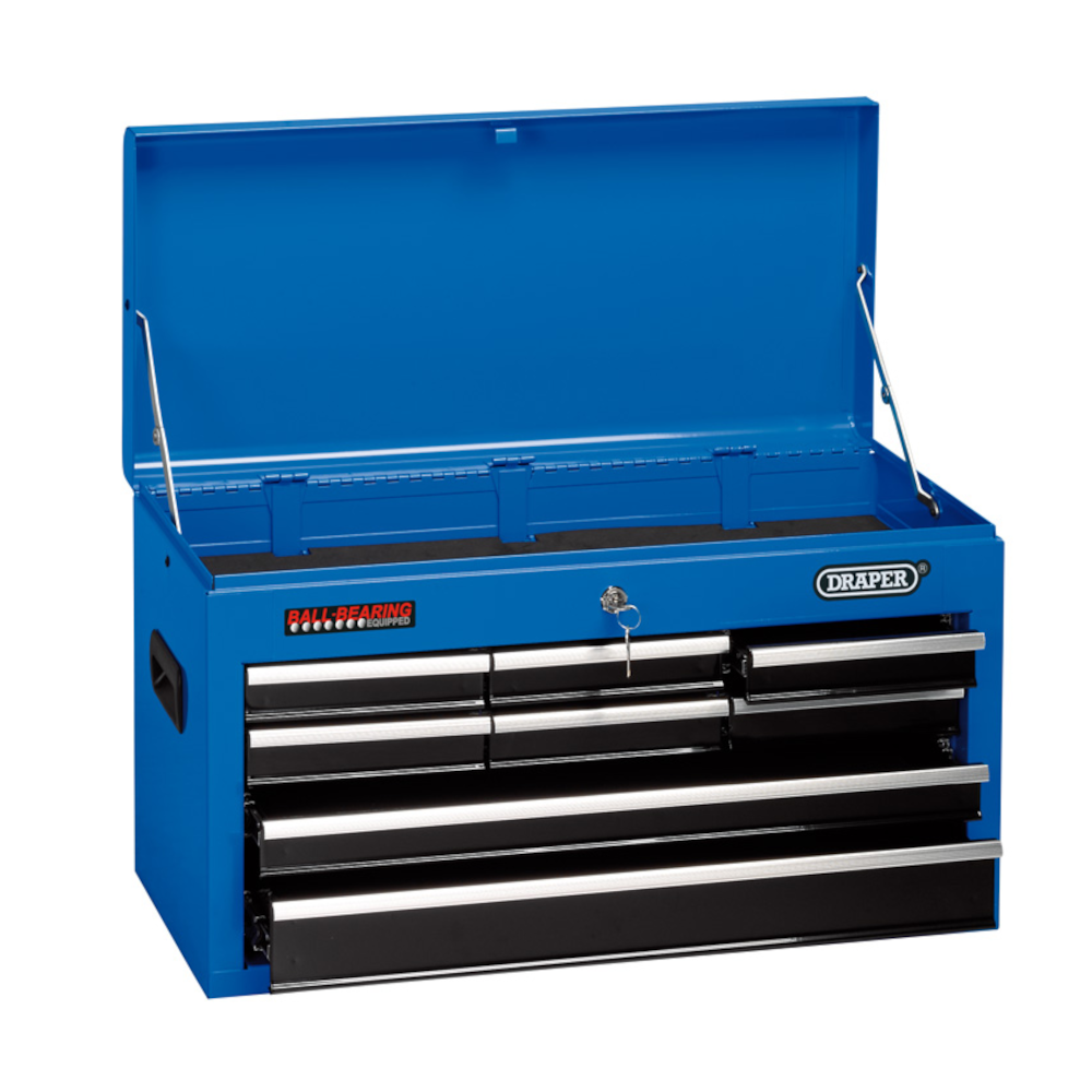 Draper 14898 8 Drawer Top Tool Chest Storage Box 26" with Ball Bearing Slides Blue