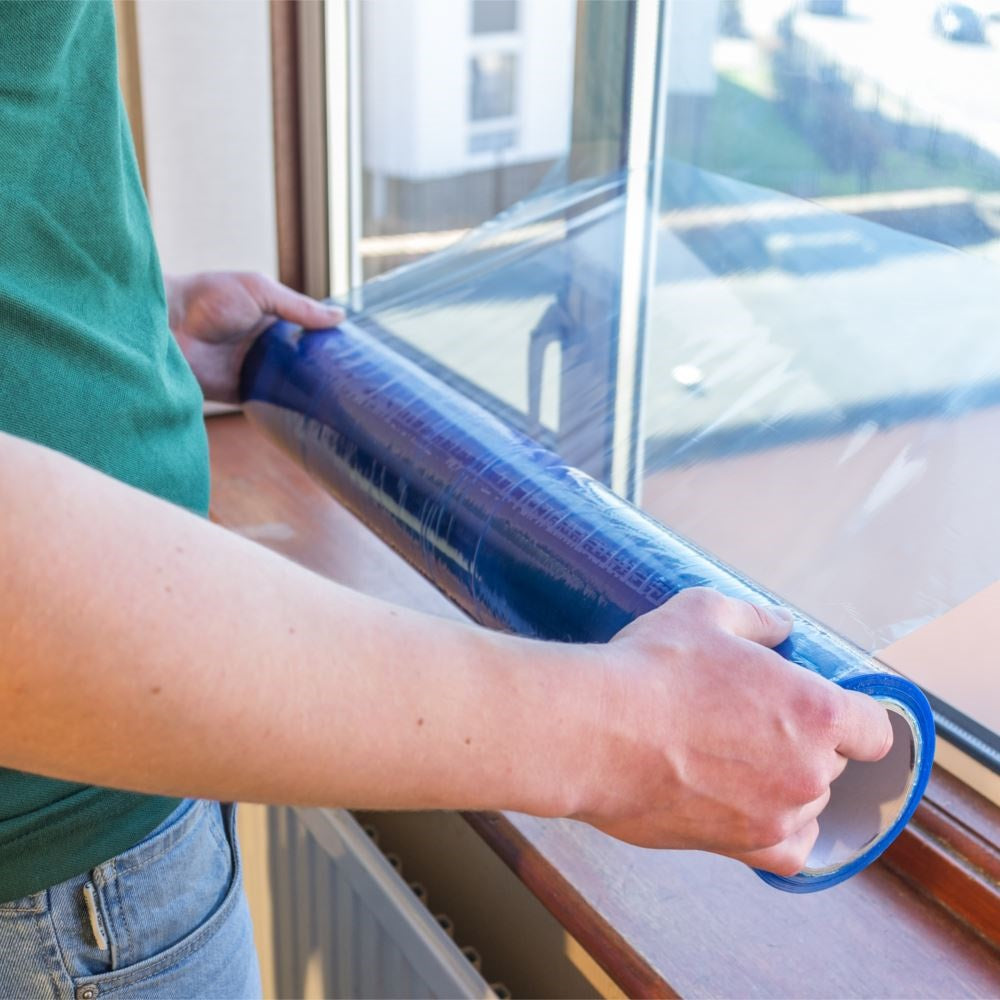 Florprotec Tac Bac Self-Adhesive Window Glass Splash Protection Film 600mm - Blue