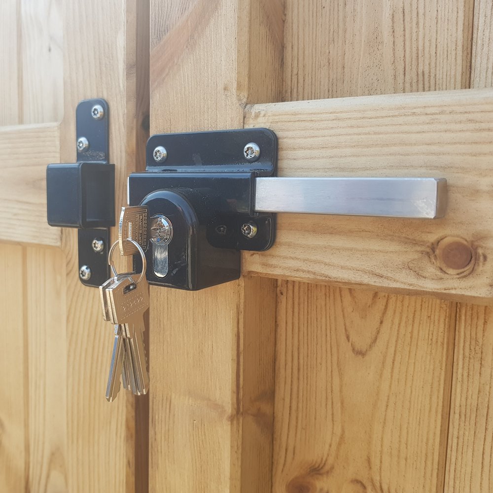 Gatemate Euro Profile Long Throw Lock Gate Shed Door Security Bolt  Double Locking Black & Stainless Steel
