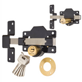 Gatemate Premium Long Throw Double Locking Both Sides Rimlock Bolt Gate Shed Lock Black Stainless Steel