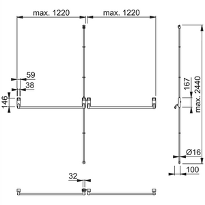 Hoppe AR888 ARRONE Combination Unit for Double Rebated Fire Exit Emergency Doors Panic Bolt Hardware Silver