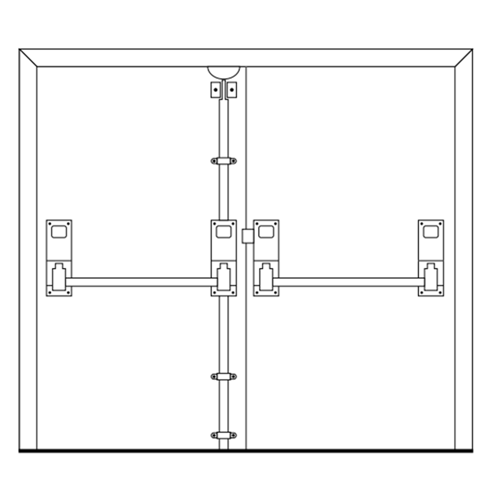 Hoppe AR888 ARRONE Combination Unit for Double Rebated Fire Exit Emergency Doors Panic Bolt Hardware Silver
