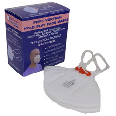 National FFP3 Vertical Fold Flat Adjustable Disposable Dust Protection Face Mask 10 Pack