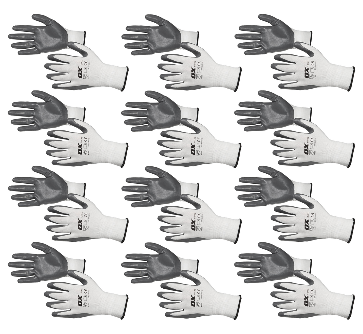 Ox Tools Nitrile Dipped Palm Flex Work Safety Gloves EN388