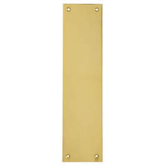 Plain Metal Square Corner Push Door Protector Repair Plate with Countersunk Holes - Polished Brass