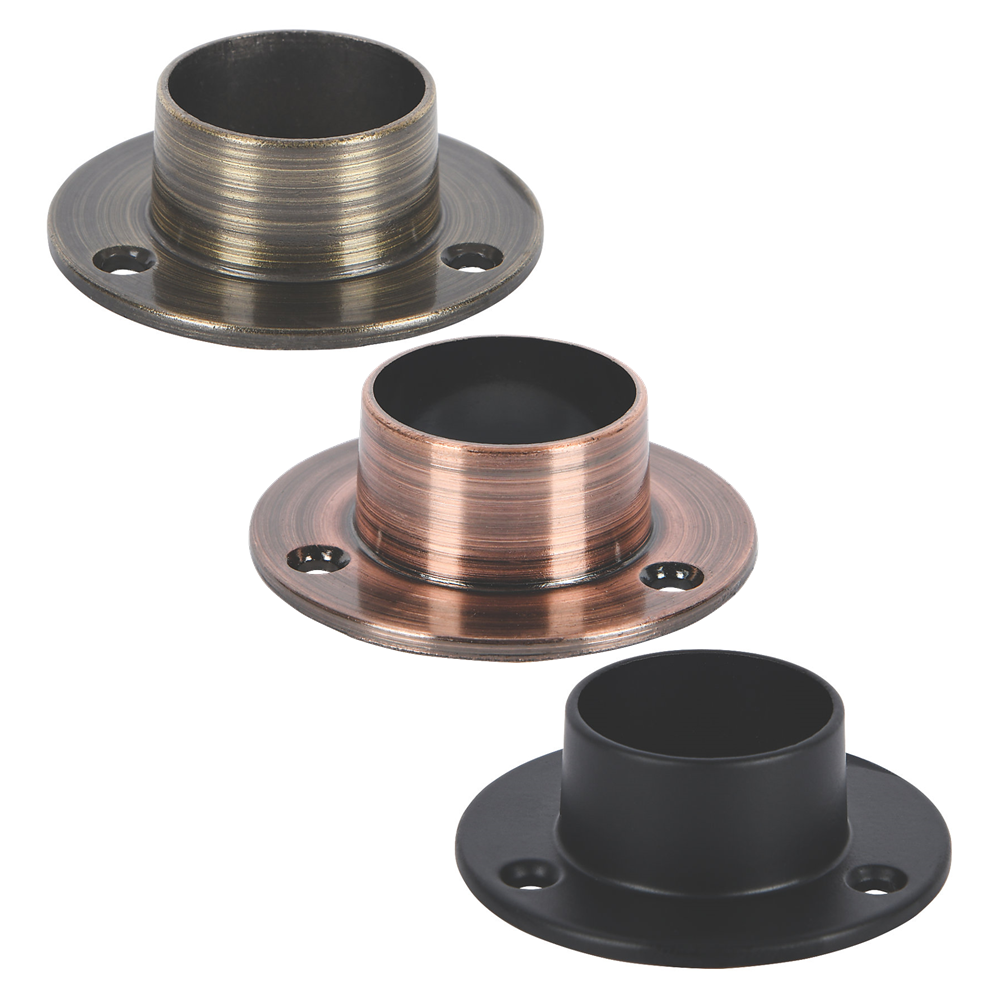Rothley Baroque Round Colorail Tube Wardrobe Hanging Rail End Support Socket Fitting