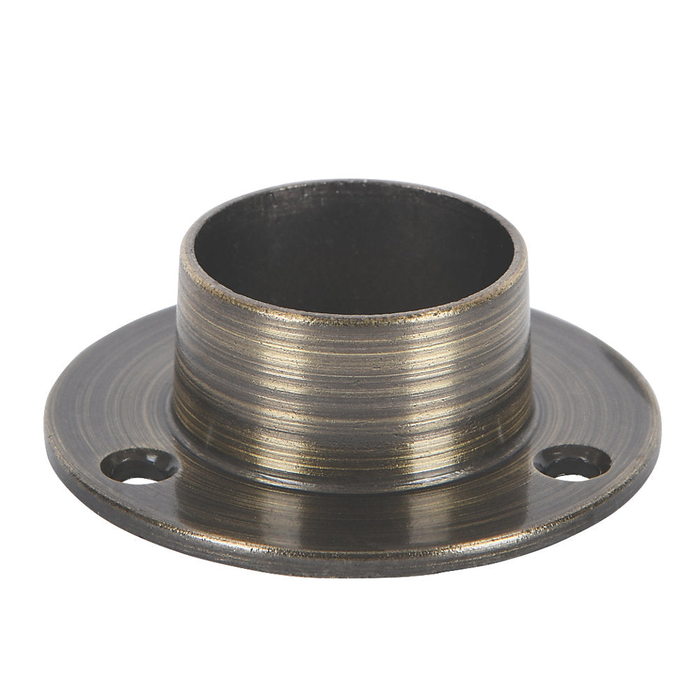 Rothley Baroque Round Colorail Tube Wardrobe Hanging Rail End Support Socket Fitting Antique Brass