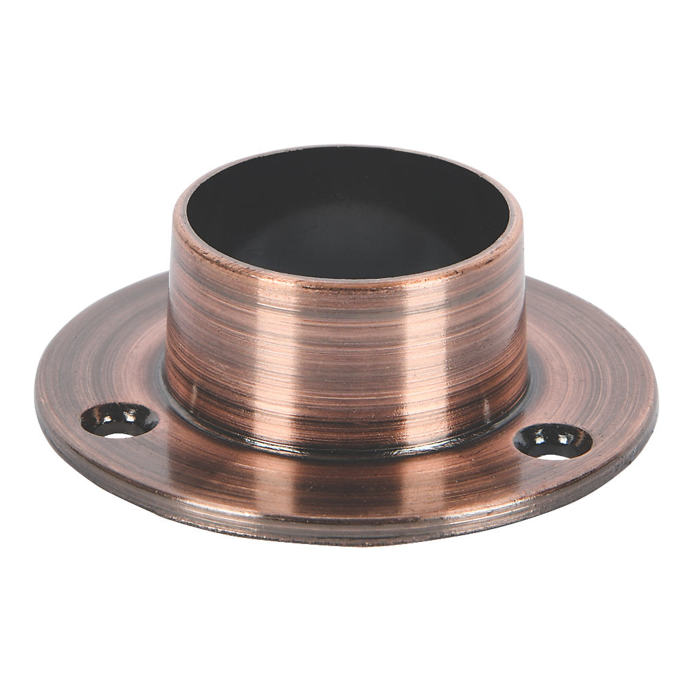 Rothley Baroque Round Colorail Tube Wardrobe Hanging Rail End Support Socket Fitting Antique Copper