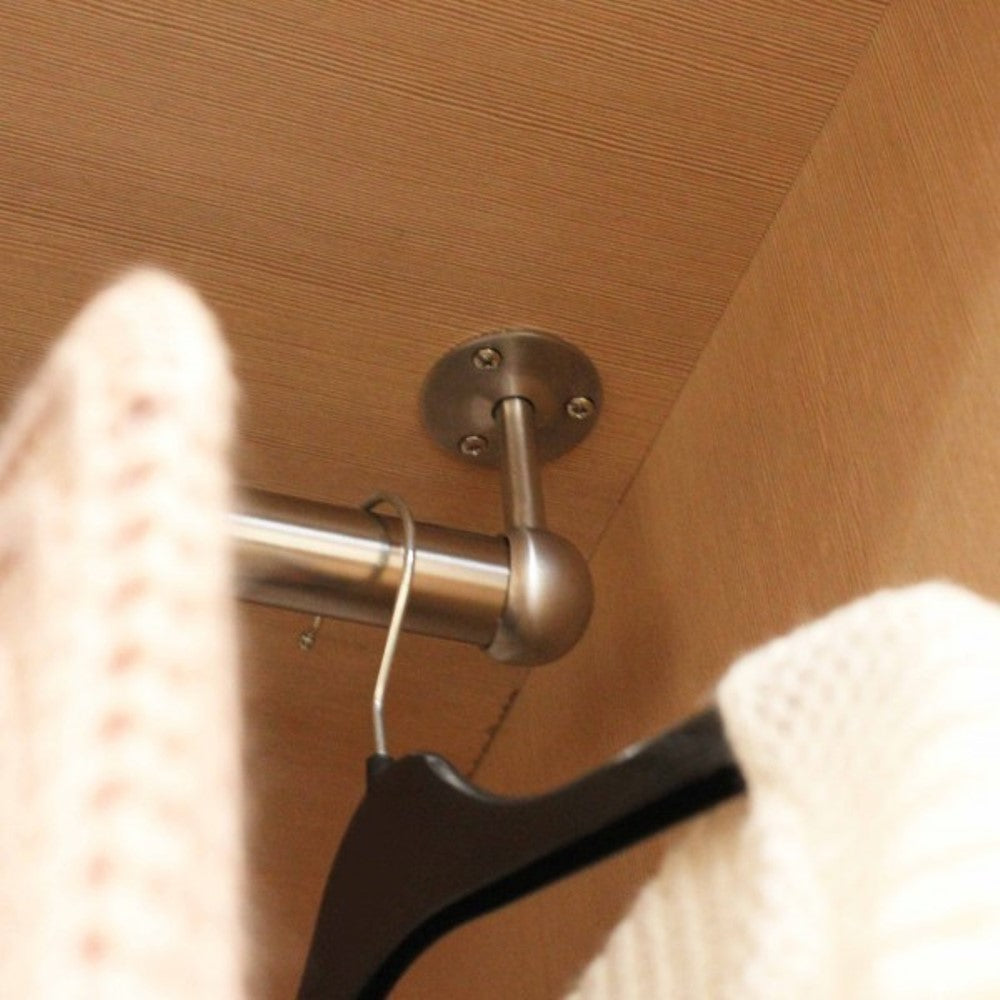 Rothley Endurance Stainless Steel Round Colorail Tube Wardrobe Hanging Rail End Support Brackets Fitting Installed