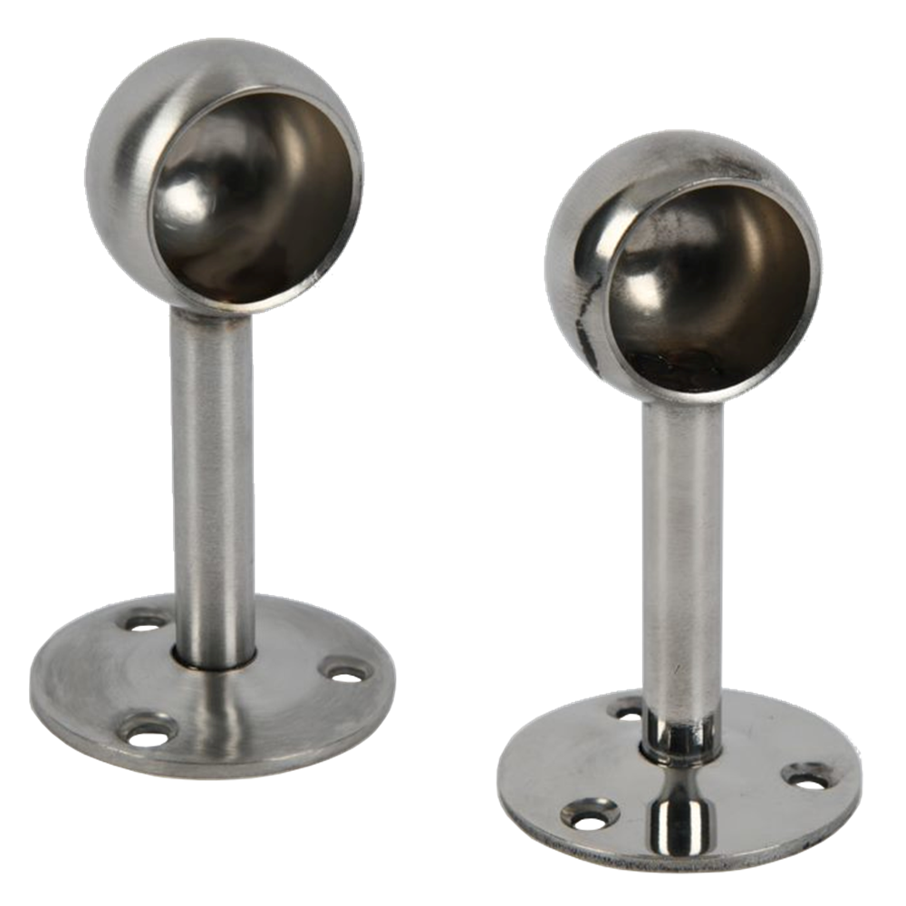 Rothley Endurance Stainless Steel Round Colorail Tube Wardrobe Hanging Rail End Support Brackets Fitting