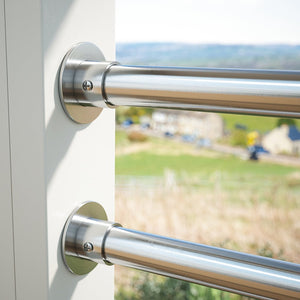 Rothley Endurance Stainless Steel Round Colorail Tube Wardrobe Hanging Rail End Support Sockets Fitting Brushed Stainless Steel Installed