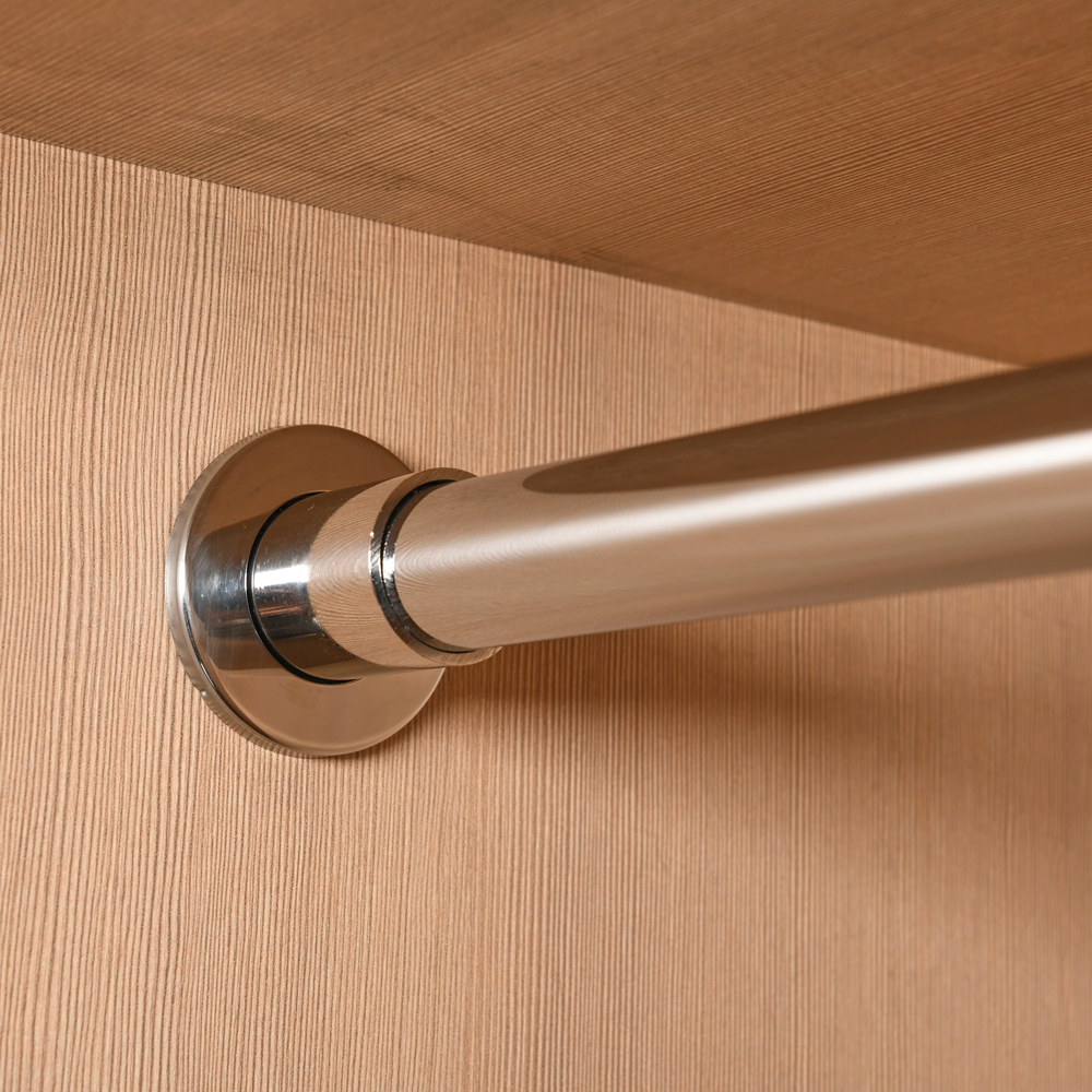 Rothley Endurance Stainless Steel Round Colorail Tube Wardrobe Hanging Rail End Support Sockets Fitting Brushed Stainless Steel Installed