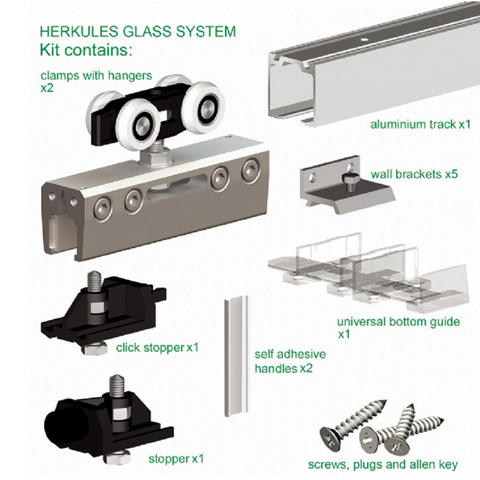 Rothley Herkules 100 Glass Single Sliding Door Track System 100kg
