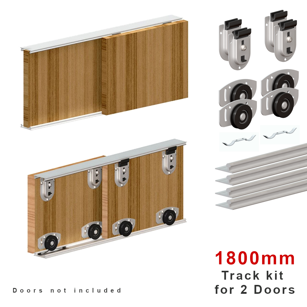 Rothley SD/AR218 Ares 2 Sliding Door Gear Wardrobe Twin Track System 70kg - 1800mm Kit for 2 Doors