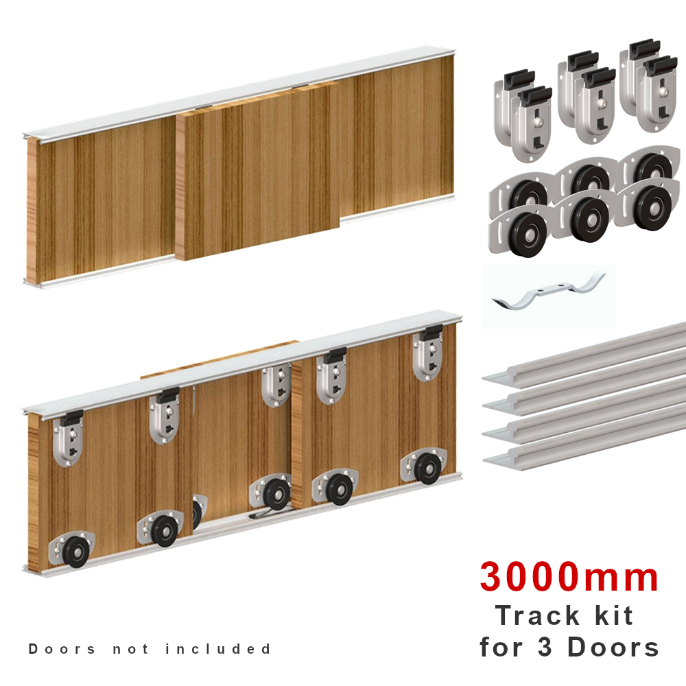 Rothley SD/AR230 Ares 2 Sliding Door Gear Wardrobe Twin Track System 70kg - 3000mm Kit for 3 Doors