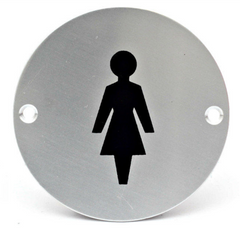 Female Symbol SP75/2 Round Metal Door Sign Womens Toilet Bathroom Washroom Restroom Signage 75mm