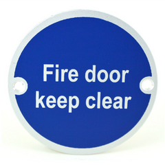 Fire Door Keep Clear Writing SP75/11 Screen Printed Round Exit Emergency Metal Door Signage 75mm