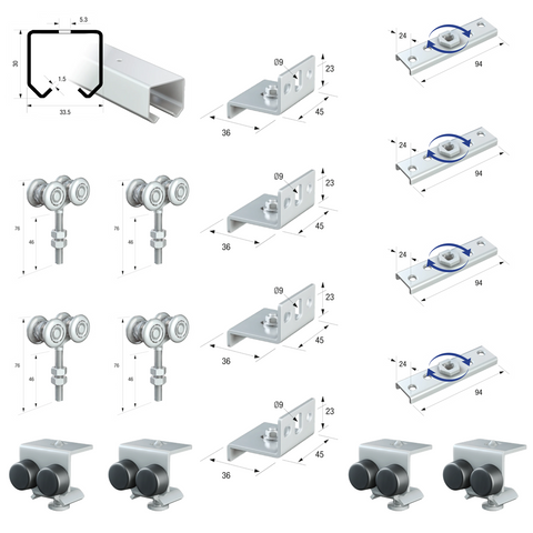 Runners Series 20 Industrial Sliding Door System 90kg