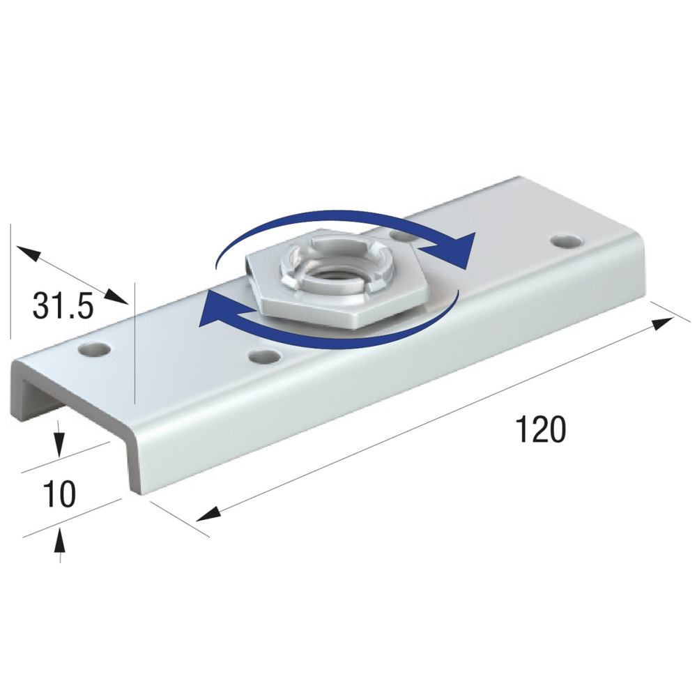 Runners 50-57 Series 50 Industrial Sliding Door Rotating Steel Suspension Plate M12 Thread