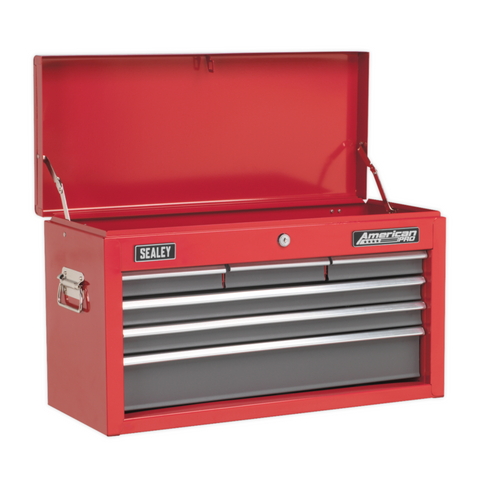 Sealey 6 Drawer Topchest with Ball Bearing Slides - Red/Grey