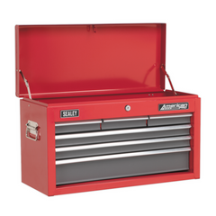 Sealey AP2201BB American Pro 6 Drawer Top Tool Chest Storage Box with Ball Bearing Slides Red Grey