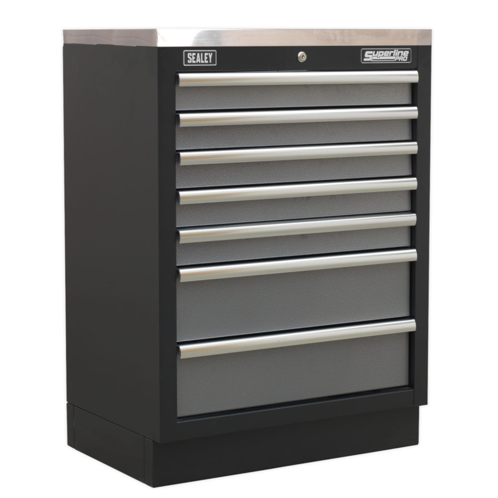 Sealey APMS62 Superline Pro Modular Heavy-Duty 7 Drawer Floor Mounted Tool Storage Box Garage Workshop Cabinet Unit 680mm