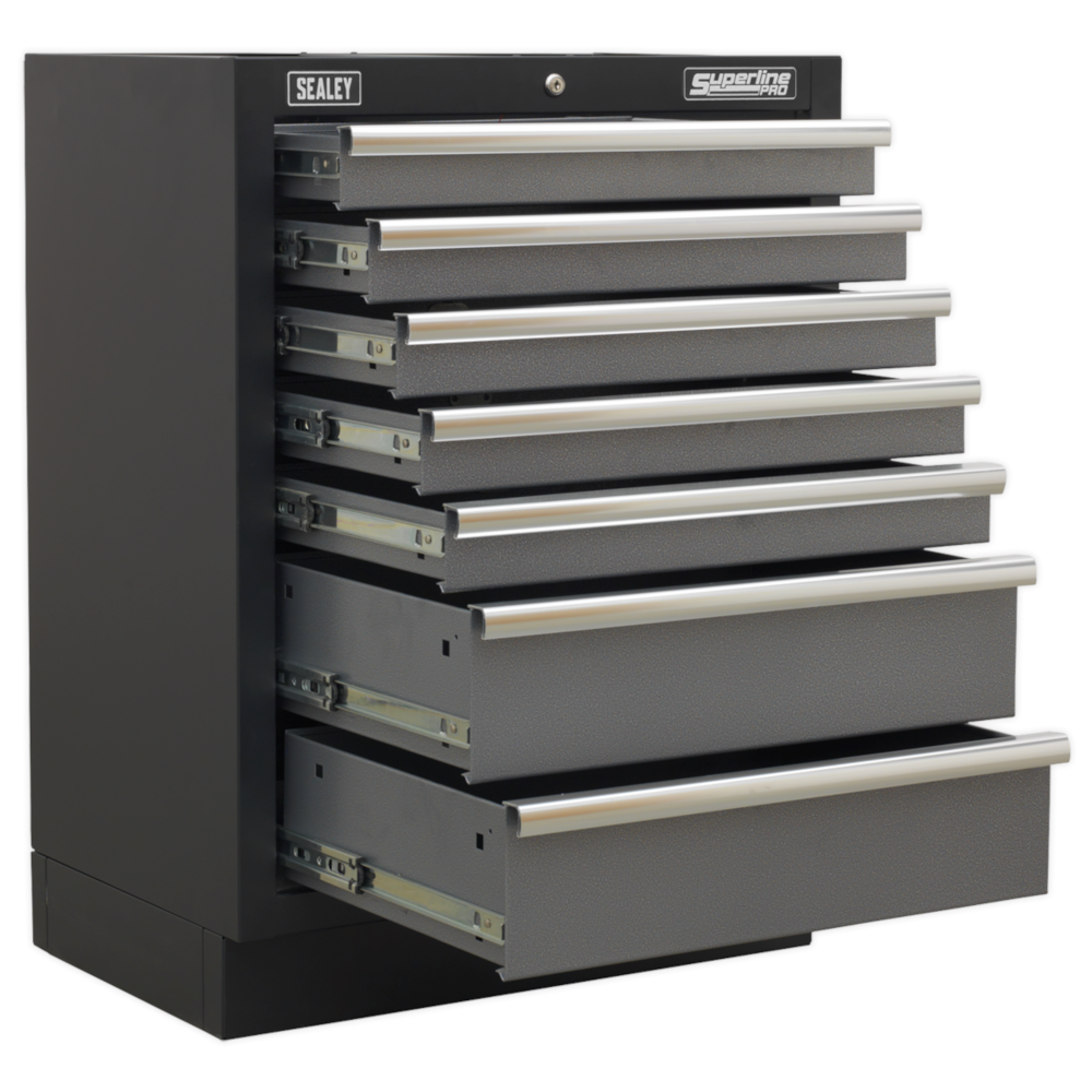 Sealey APMS62 Superline Pro Modular Heavy-Duty 7 Drawer Floor Mounted Tool Storage Box Garage Workshop Cabinet Unit 680mm