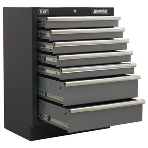 Sealey APMS62 Superline Pro Modular Heavy-Duty 7 Drawer Floor Mounted Tool Storage Box Garage Workshop Cabinet Unit 680mm