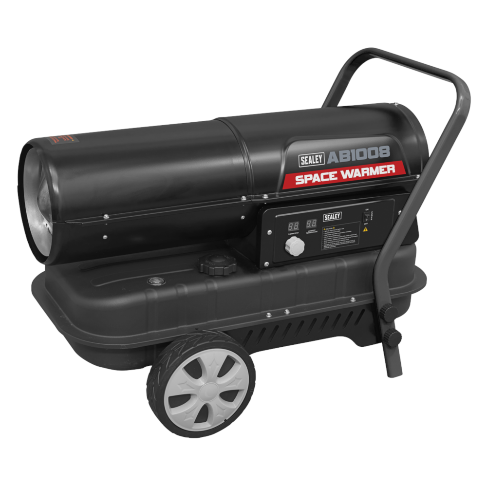 Sealey AB1008 Space Warmer Diesel, and Kerosene Heater with Wheels, 100,000BTU 30kW 230V