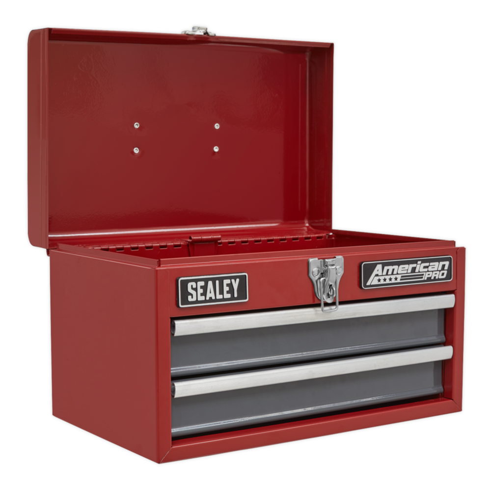Sealey AP2602BB American Pro 2 Drawer Top Tool Chest Storage Box with Ball Bearing Slides Red Grey