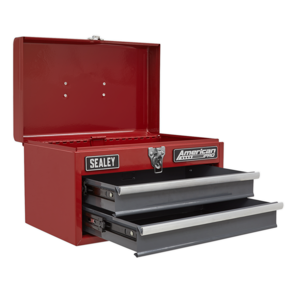 Sealey AP2602BB American Pro 2 Drawer Top Tool Chest Storage Box with Ball Bearing Slides Red Grey
